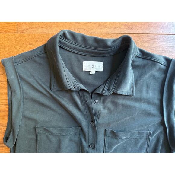 Lou & Grey Short Romper Modal Green Button down Sleeveless Size Small - Picture 4 of 13